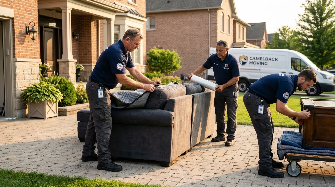 Large estate moving crew wrapping furniture in Lansing, IL