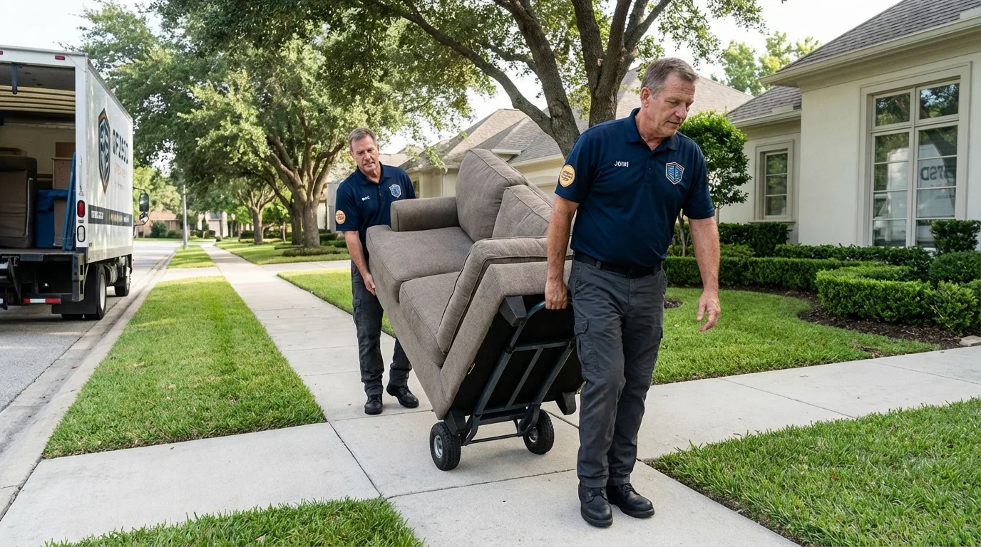 Local residential moving crew loading furniture in Lansing, IL
